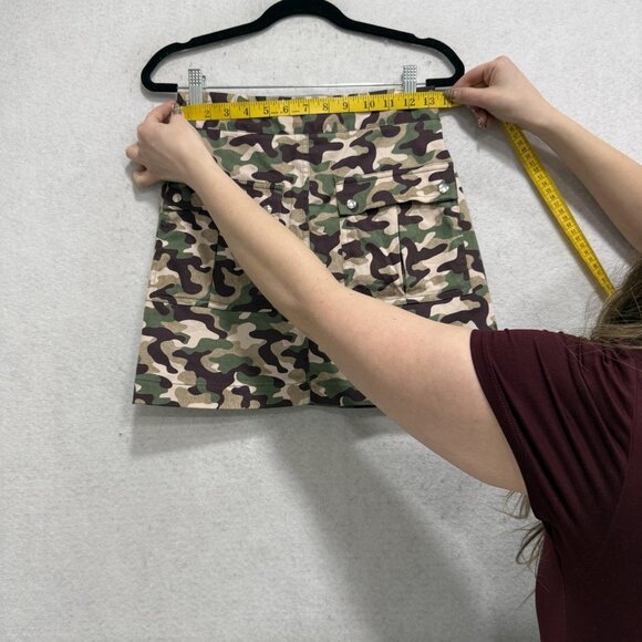 Zara Camo Shirt Skirt Set Womens XS Green Camouflage 2 Piece Military Utility - Picture 10 of 16